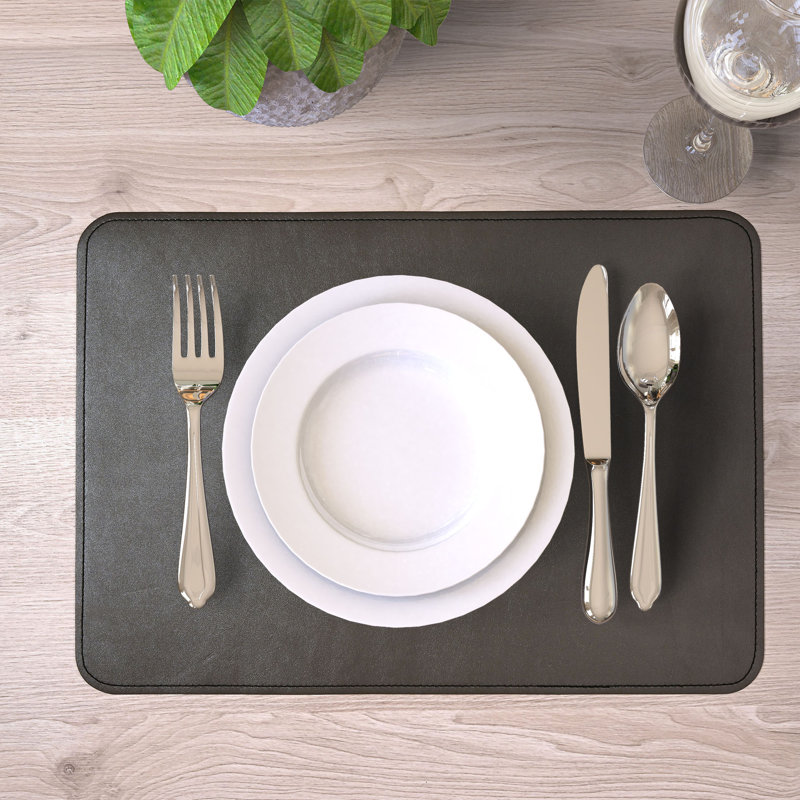Ensemble de 4 napperons rectangulaires réversibles en similicuir 17 po x 12 po, Gris