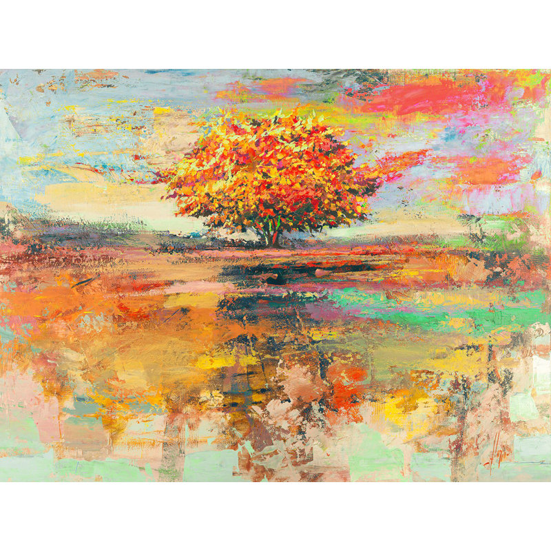 3LR6258 Summer Tree by Luigi Florio - Wrapped Canvas Painting, 70cm H x 100cm W x 4cm D