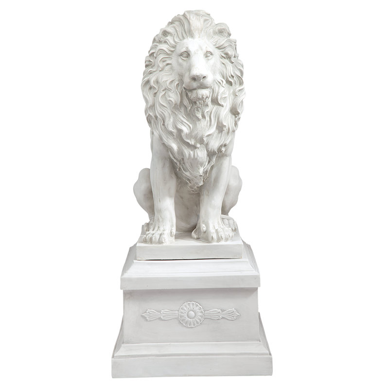 Statue de lion sentinelle avec base Lion