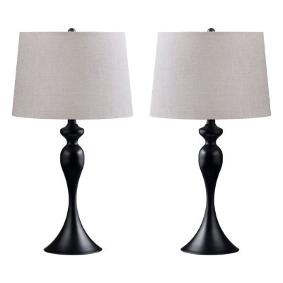Set Of 2 25.5" Steel Table Lamp W/ Linen Shade