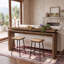 Console en bois massif de 63 pouces, table de canapé avec accoudoirs derrière le canapé, console en bois pour le vestibule