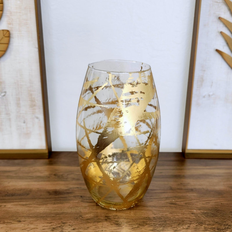 Vase AMaryllis, Hauteur totale - 11,75 po, Transparent / Doré