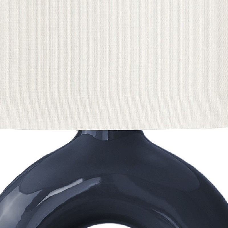 Lampe de table Vono, 24 po, base en céramique bleue, abat-jour en lin ivoire, Bleu