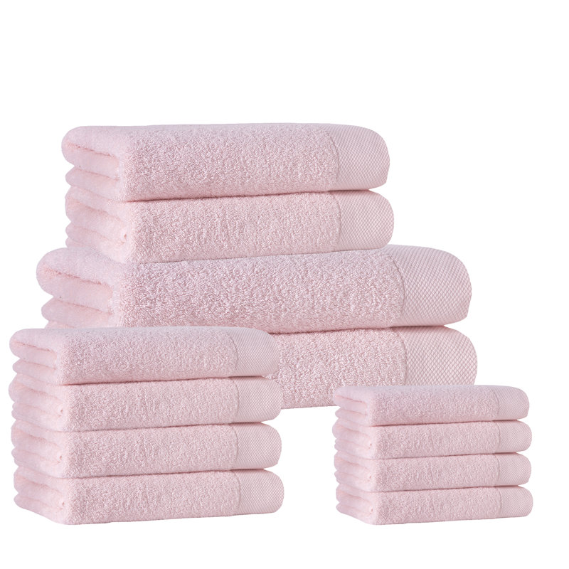 Ensemble de serviettes en coton turc 12 pièces Marcial, Rose