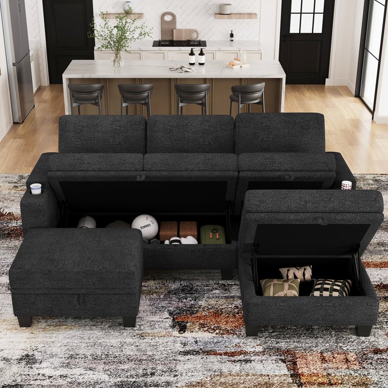 Canapé de rangement Clearance-Chenille, Gris foncé