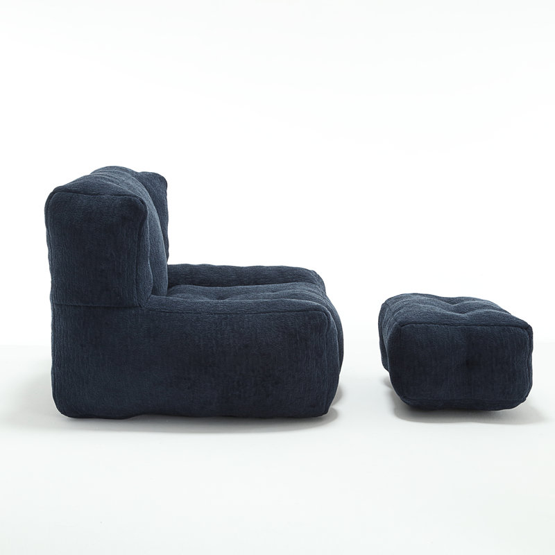 Fluffy Bean Bag Chair, Blue Velvet