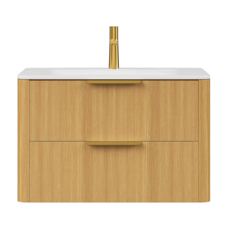 Meuble-lavabo de 30 po avec lavabo en pierre frittée, Chêne clair
