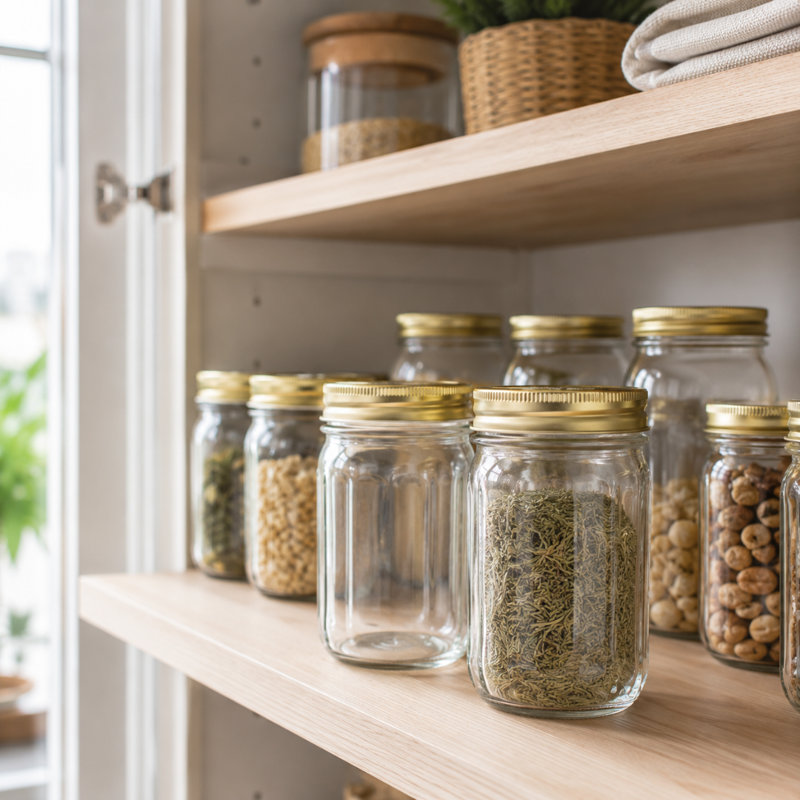 Pot de conserve en verre multi-usages avec couvercle en métal hermétique