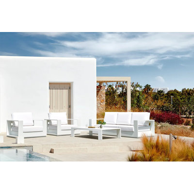 Daundra White 4-Piece Aluminum Outdoor Conversation Seating Set by Latitude Run