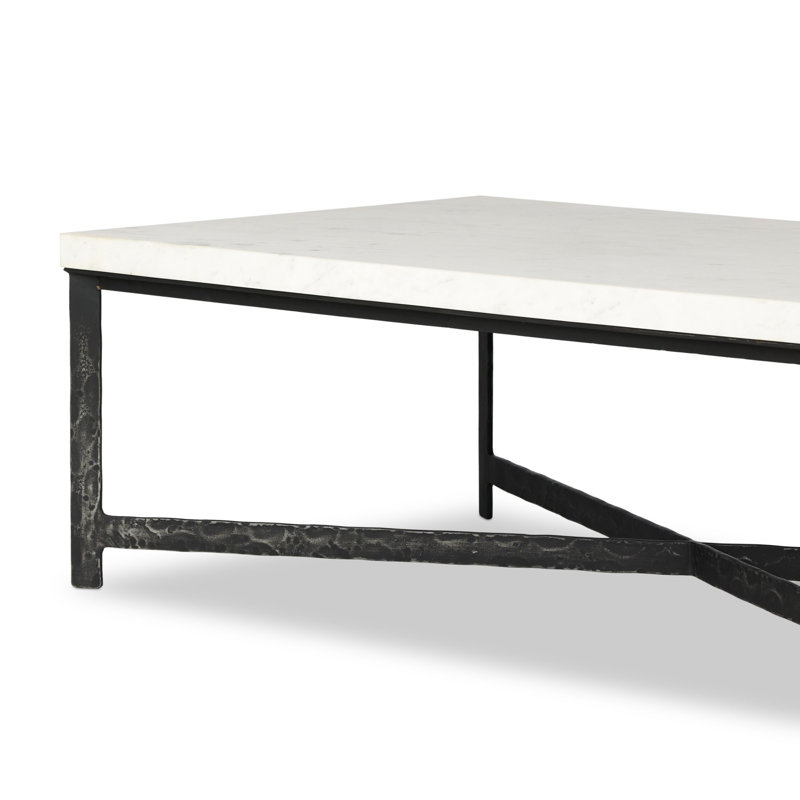 Table basse Nelida, Plateau en marbre blanc / base en laiton antique m