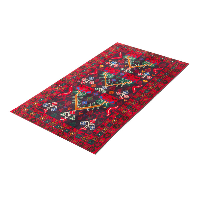 Tapis bleu marine Teimani 3 pi 7 po x 6 pi 4 po