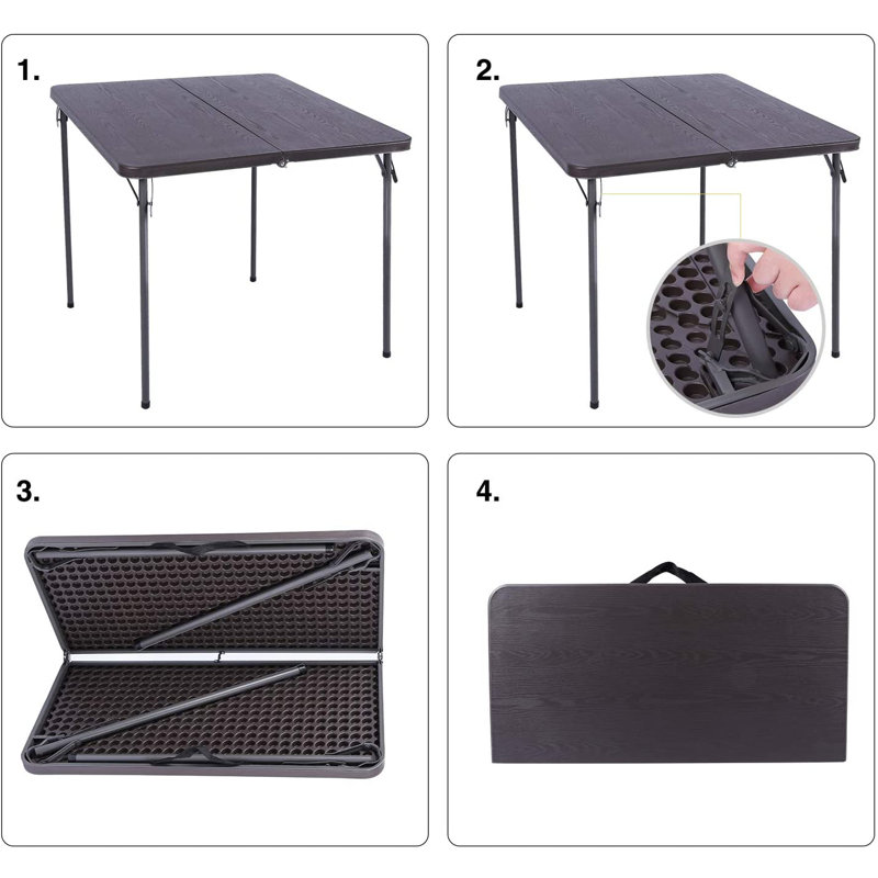 REDCAMP 34" Plastic Folding Table, Square Card Table Portable Picnic Table, Black