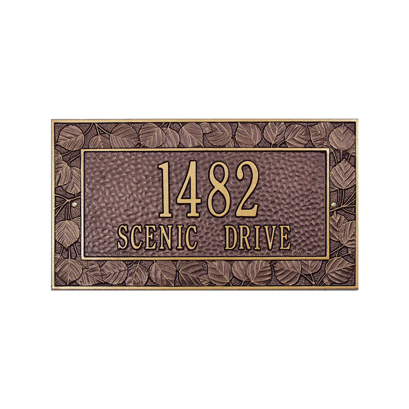 Plaque d'adresse murale sur 2 lignes Aspen, Cuivre antique, Oui