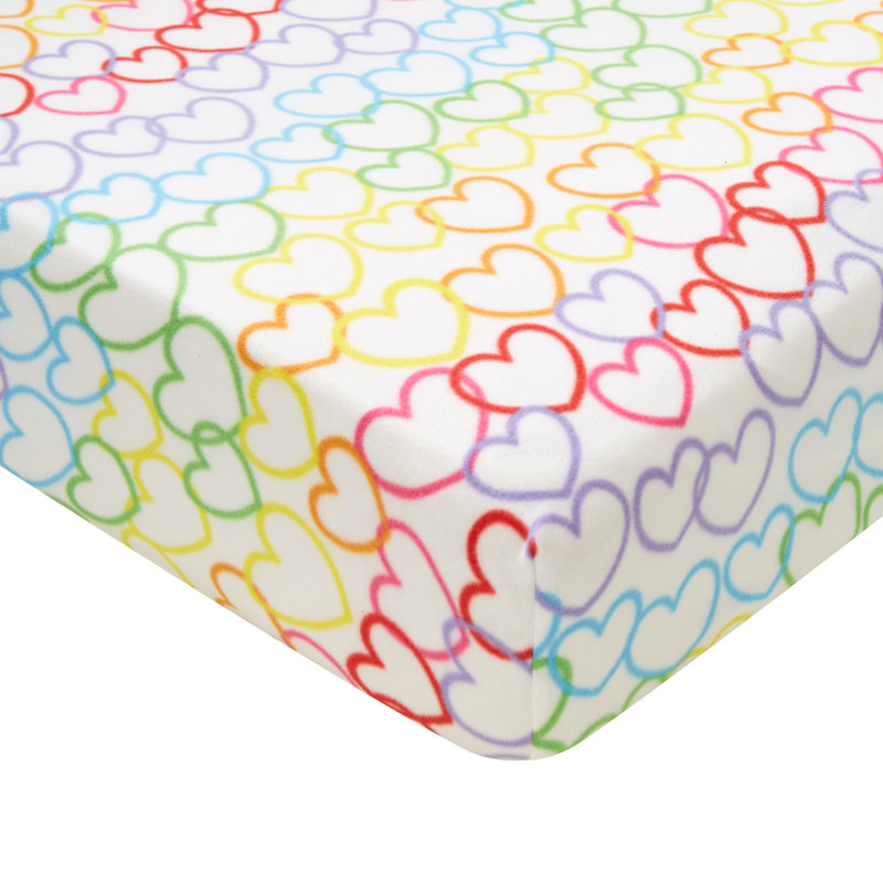 Rainbow Hearts Fleece Fitted Sheet, Toddler