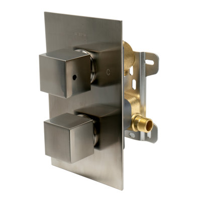Mélangeur de douche thermostatique 1 bouton carré