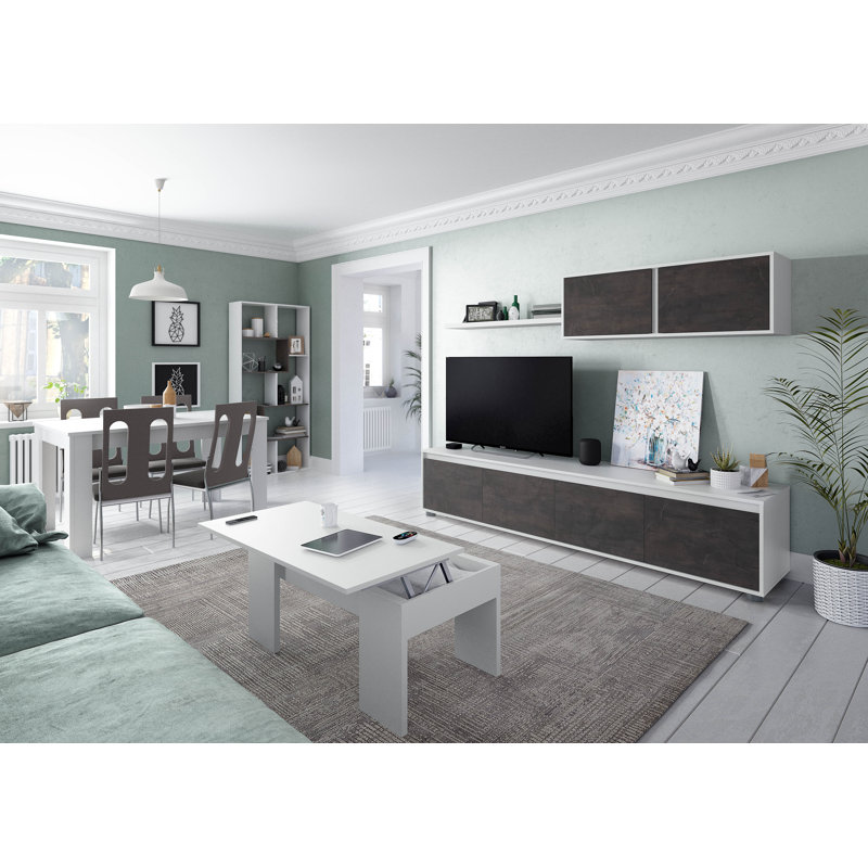 Lift Top Four Leg Coffee Table with Storage, Artik White