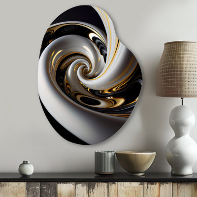 Décoration murale irrégulière en forme de poire en verre doré doré et noir et blanc III