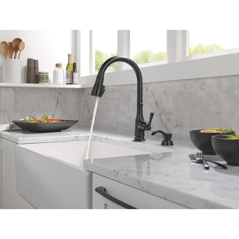Capertee Matte Black Kitchen Faucet with Pull Down Sprayer and Soap Dispenser, Modern Single Hole Kitchen Sink Faucet, Single Handle, Matte Black