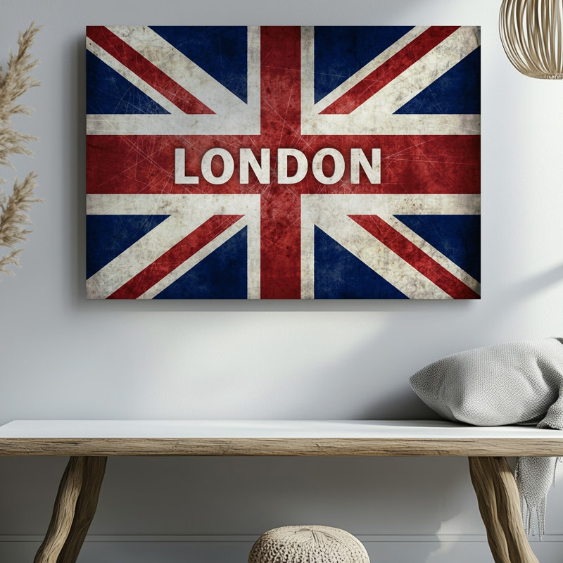 Toile, art texturé et texturé représentant le drapeau de l'Union Jack, H 20 po x l 20 po