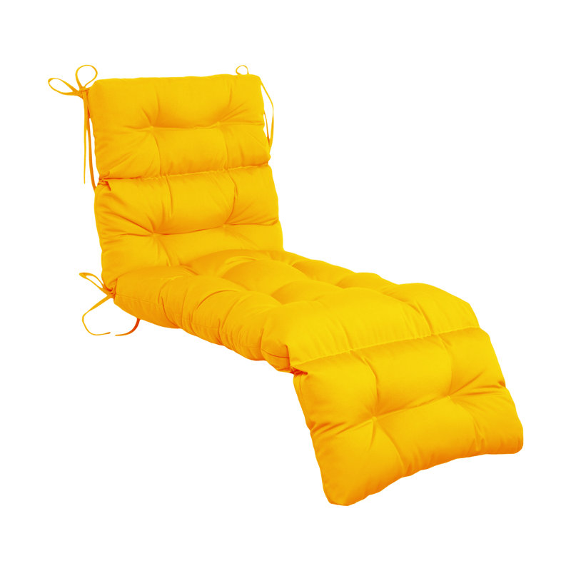 Outdoor Chaise Lounge Chair Cushion 72 X 22 X 4 Inches 100% Waterproof Polyester Patio Pool Lounge Chair Cushion For Outdoor Furniture With Ties,Yellow