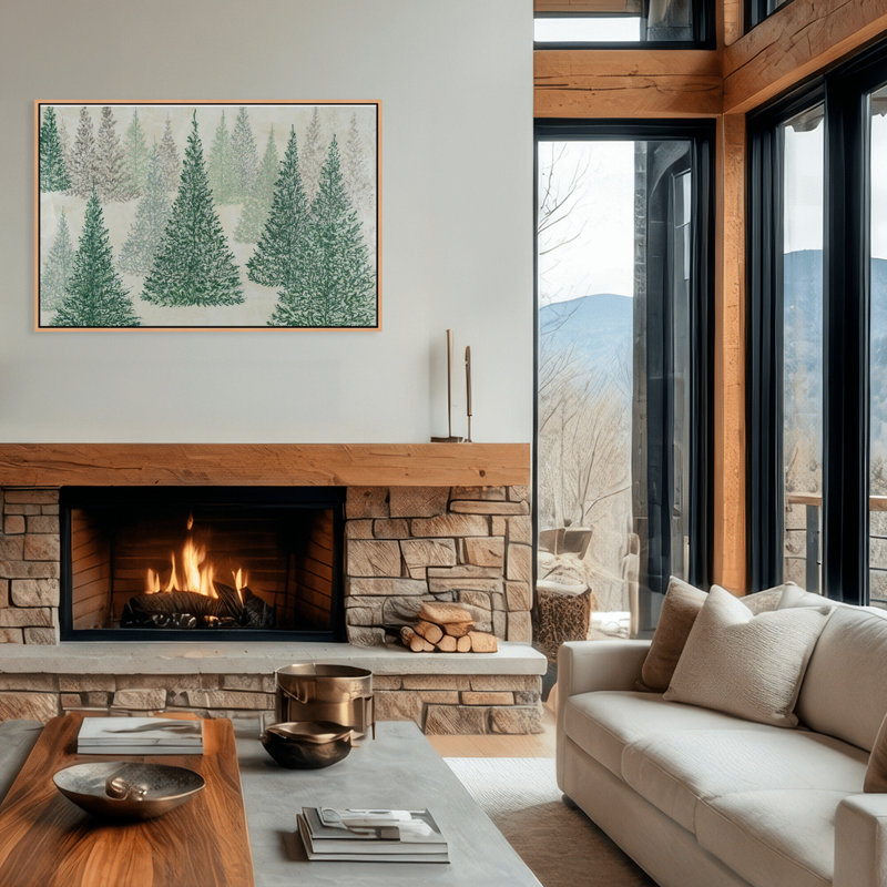 Nature Inspired "Ethereal Pines" Canvas Wall Art By Karen Biery, 16" H x 24" W x 1.125" D, Framed Print, Brown