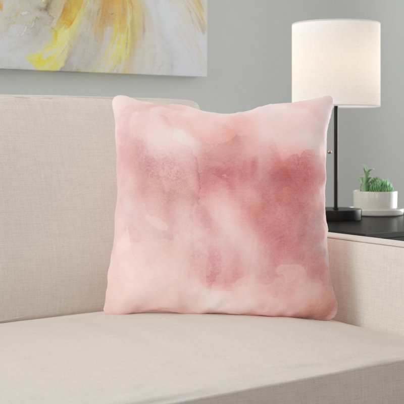 Coussin décoratif aquarelle , Rose mer, Microsuède, Intérieur