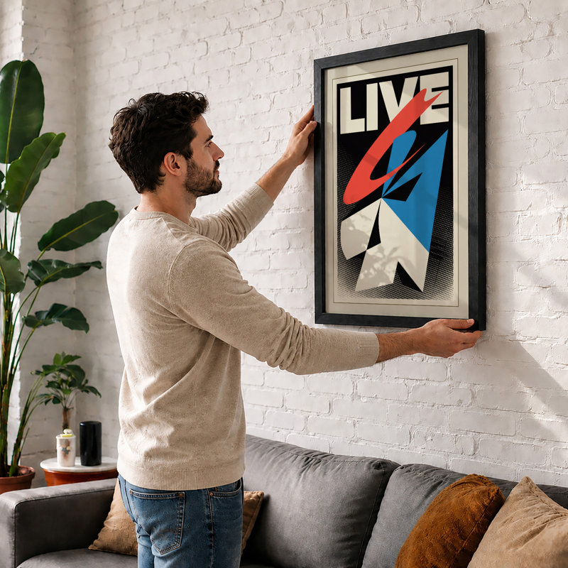 Live Energy Typography - Print, A2 - 59.4 x 42.0 cm, Walnut