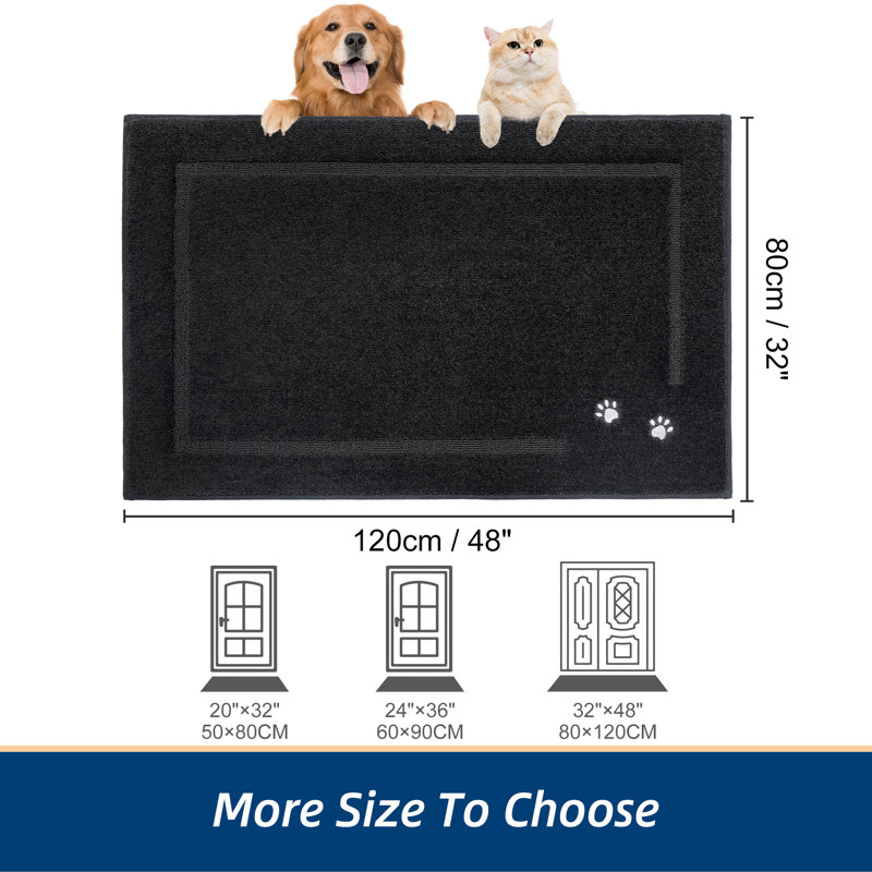 Non-Slip Indoor Doormat, 81.3cm W x 121.9cm L, Black