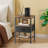 Iysiss Nightstand with Charging Station and USB Ports, End Table with Fabric Drawer, Shelf, Side Table for Living Room, Bedroom-406580872