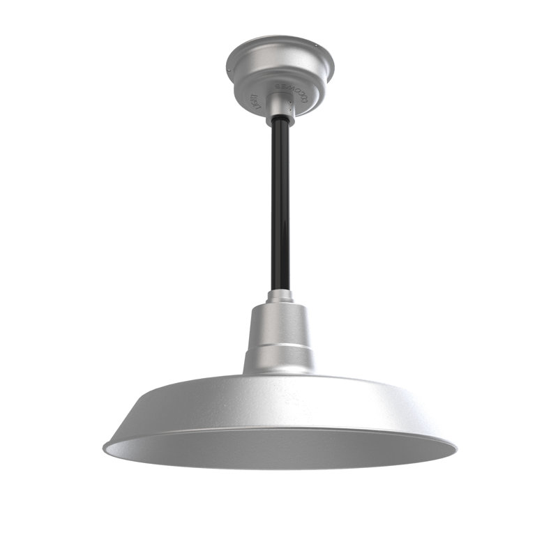 Luminaire suspendu en forme de dôme à 1 lumière DEL Haleigh, H 48 po x l 18 po x P 18 po, Argent galvanisé / noir