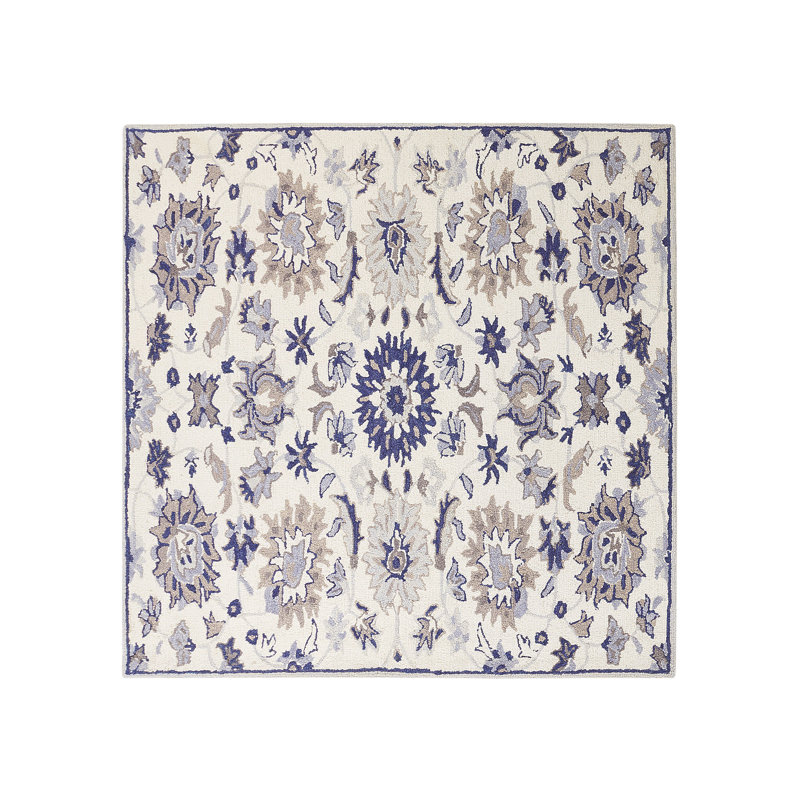 Alasiah Floral Wool Hand Woven Area Rug, Square 200cm