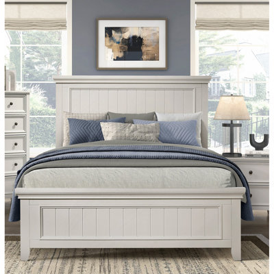 Farmhouse Style Queen Size Panel Bed 1Pc Classic White Finish Modern Bedroom Wooden Furniture
