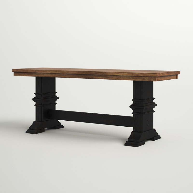 Fortville Solid Wood Bench, Oak/Antique Black