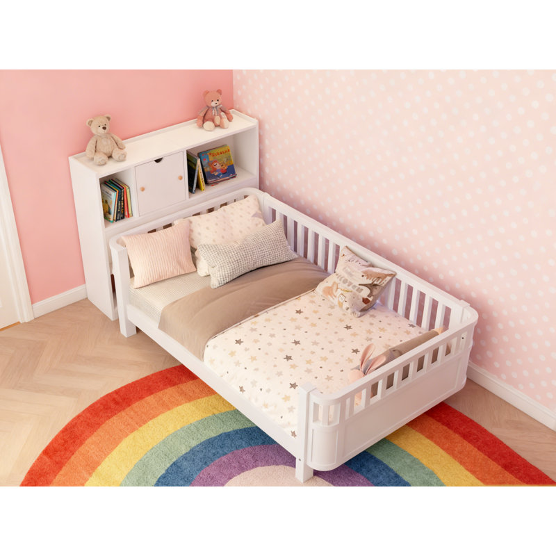 Lit plateforme simple en bois, Lit simple, Blanc
