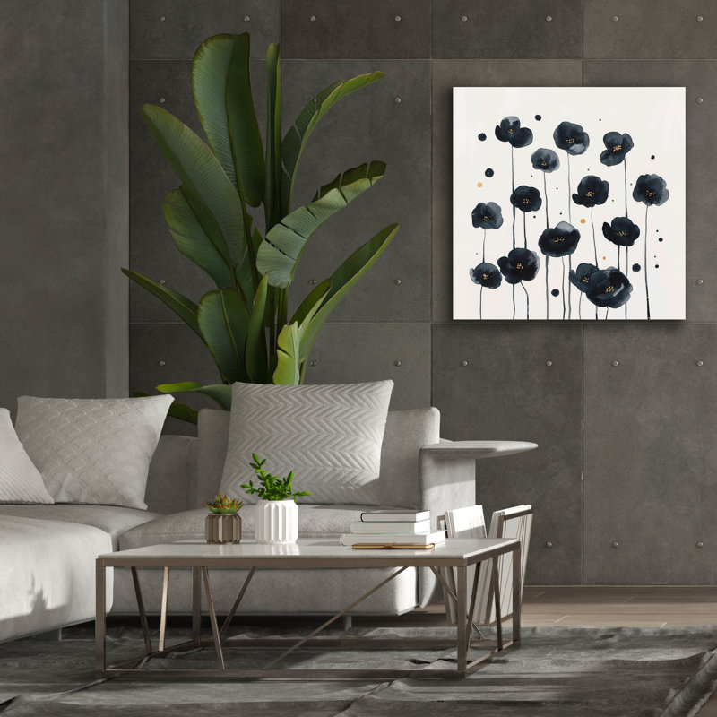 «Black Poppies» par Svetlana Aleynikova, art mural sur toile, H 37 po x l 37 po