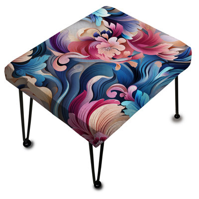 Rose et mauve, roses romantiques, motif cachemire I - repose-pieds rectangulaire à motif cachemire