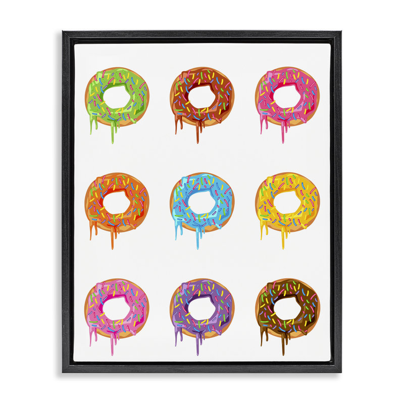 Cadre flottant Bright Donut Rows, design par Marcus Prime, H 21 po x l 17 po, Cadre flottant noir de jais