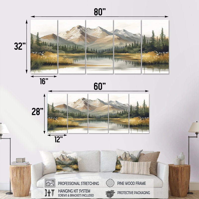 «Alaska Winter River Into Denali National Park II», ensemble d'art sur toile Alaska, H 32 po x l 80 po