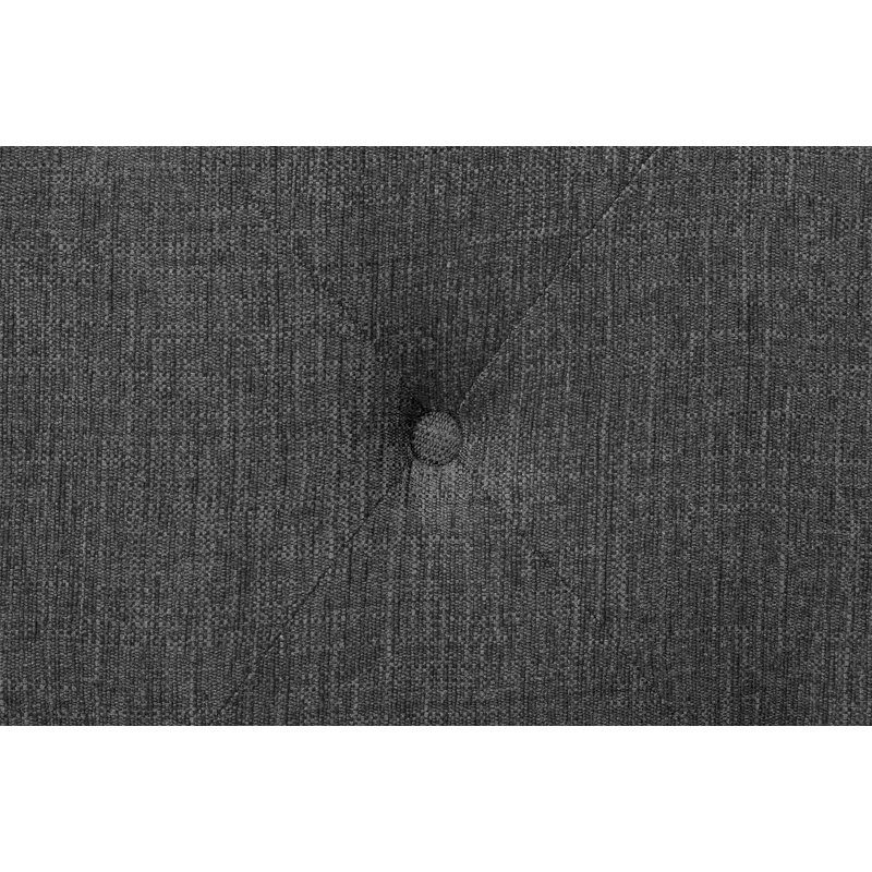 Lit double traditionnel majestueux avec tissu gris, capitonnage à boutons et garniture cloutée pour un décor de chambre à coucher élégant (matelas non inclus)