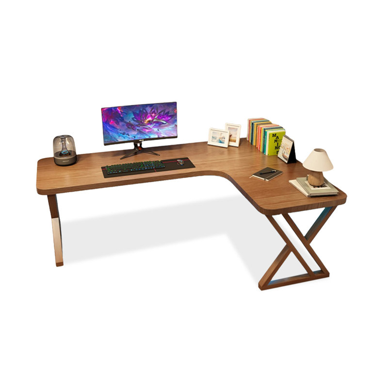 Walnut L-Shaped Solid Wood desks, Right Hand Return, 29.53" H x 70.87" W x 47.24" D