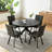 45.3"  Round Dining Table Set For 4, Extendable Wood Table With Faux Leather Chairs, Modern Kitchen Dining Room Set-1725856920