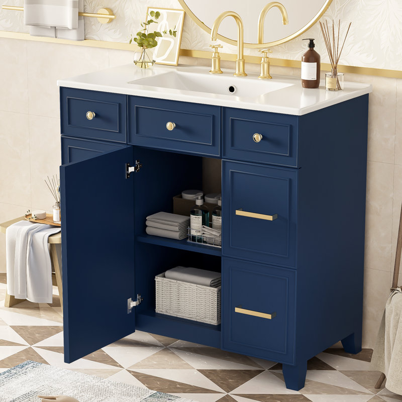Ensemble de meuble-lavabo simple 36 po, Bleu marine