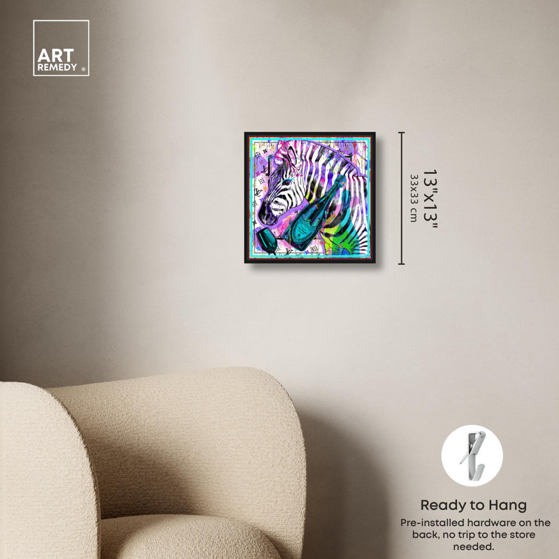 «Urban Drinker Zebra Canvas Maximalist Fashion Art Prints» par Rosdorf Park, H 13 po x l 13 po, Cadre noir