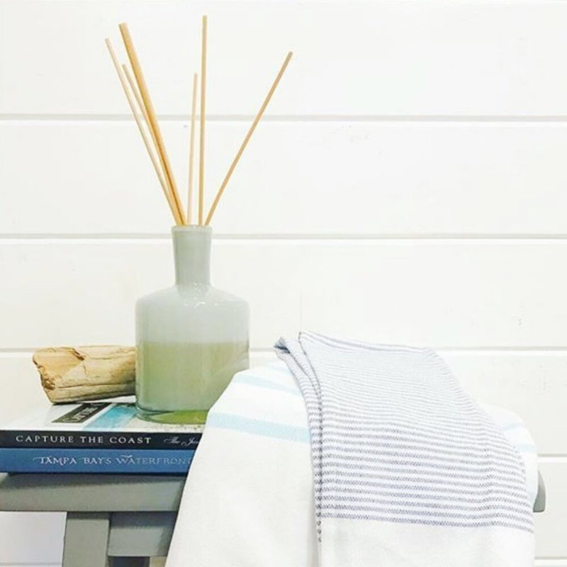 Reed Diffuser, Fresh Cut Gardenia, Green, 5.5" H x 3" W x 3" D