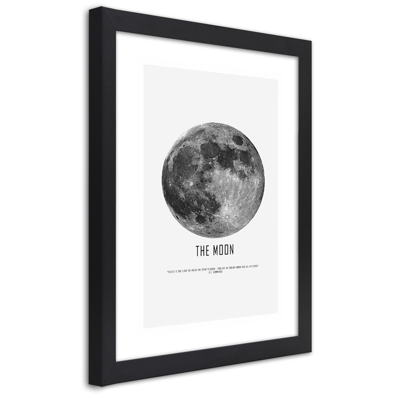 Moon - Single Picture Frame Print, Black, 90cm H x 60cm W