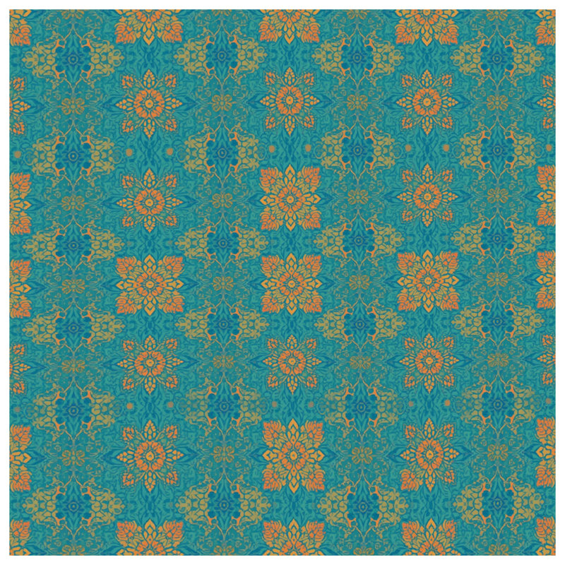 Tapis de bain turquoise à motif mandala, 34 po L x 21 po L