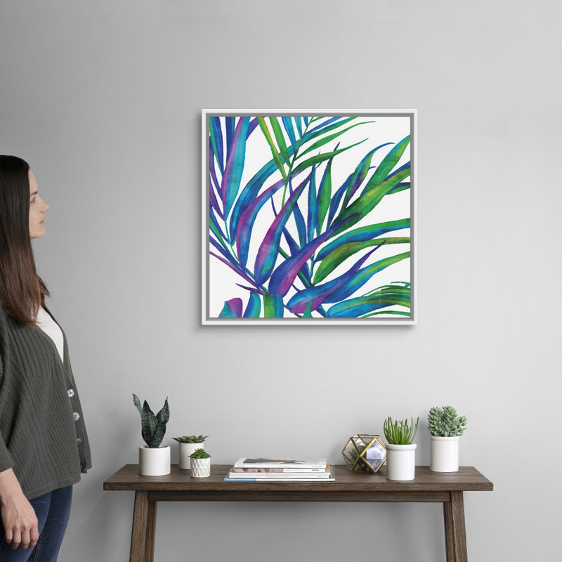 «Colorful Leaves II» par Eva Watts - reproduction d'art sur toile, Toile encadrée flottée blanche