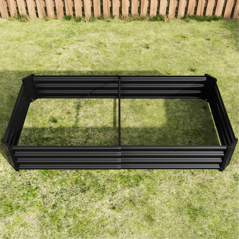 631Ft Metal Raised Garden Bed In Black, Ideal For Outdoor Plants, Vegetables, And Flowers, Corrugated Iron, Supports Soil Drainage Well Rectangle Planter Garden, Suitable Flowers With - Rust Coating,