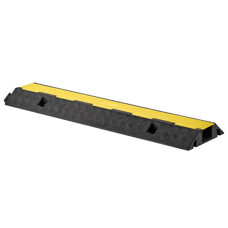 Cable Protector Ramp, 22,000 lbs/Axle Load Capacity, Rubber Material, 1 Pack, 1 Channel Heavy Duty Cord Cover, Black, 2.76 x 1.97 in Channel with Flip-Open Top Cover