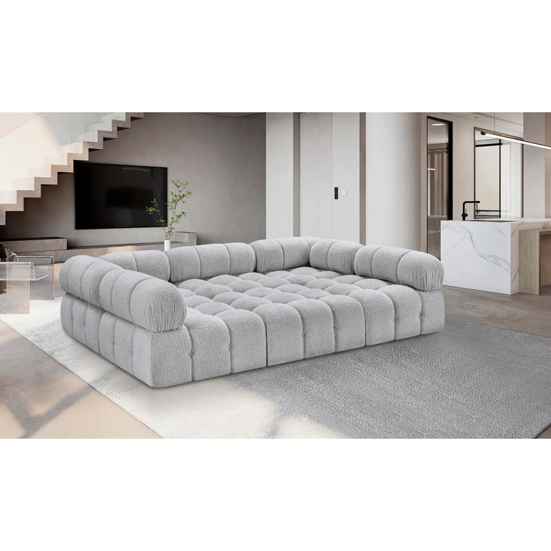 Canapé modulaire 102 po Ames, Tissu gris bouclé